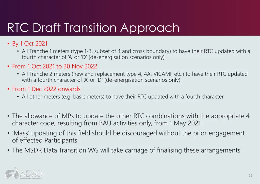 rtc draft transition approach