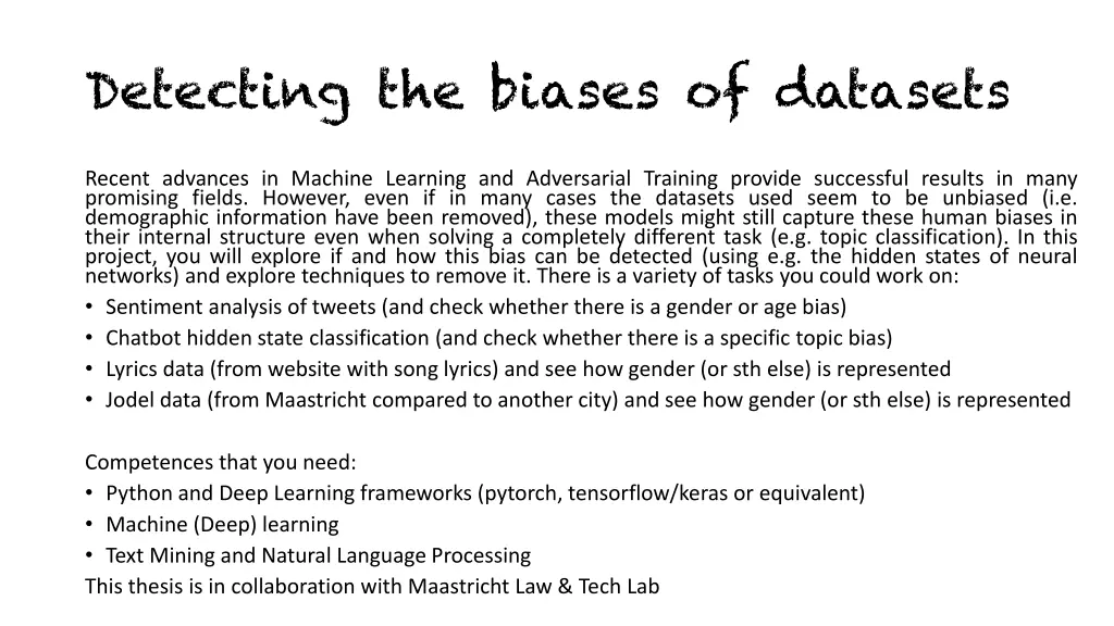 detecting the biases of datasets
