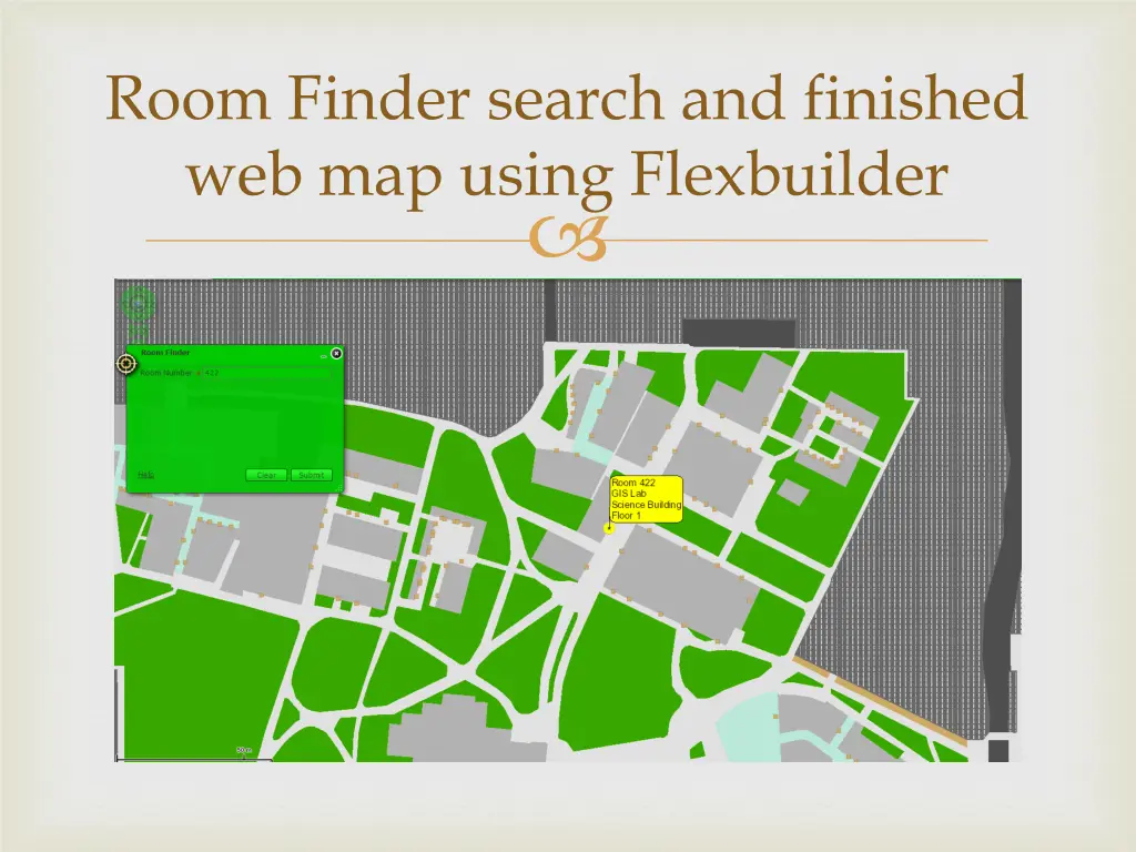 room finder search and finished web map using