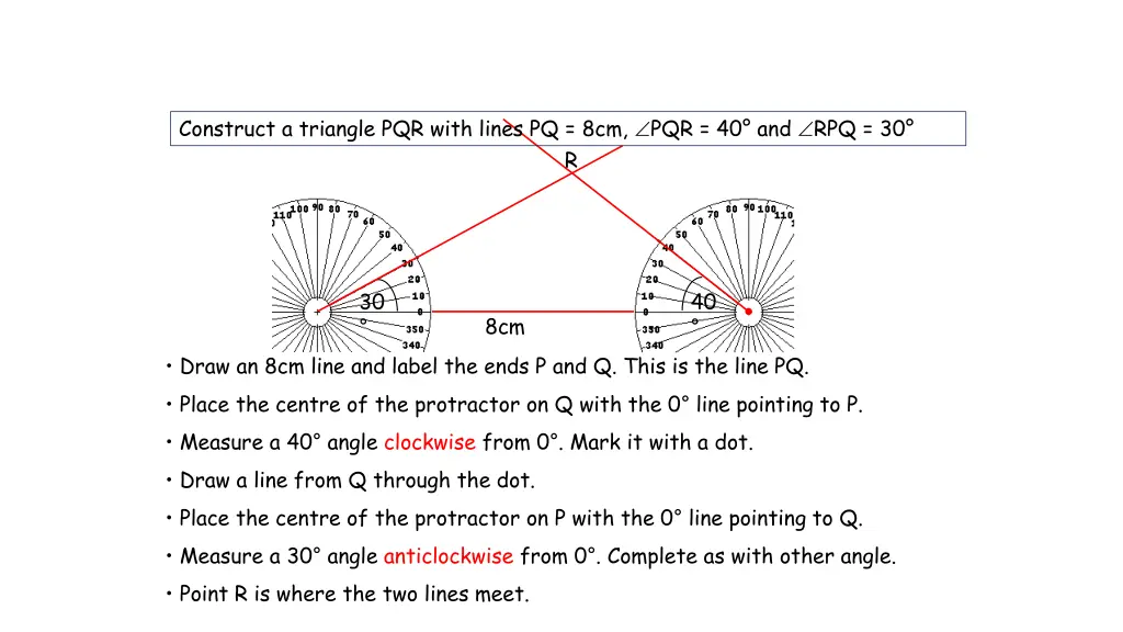 construct a triangle pqr with lines 1