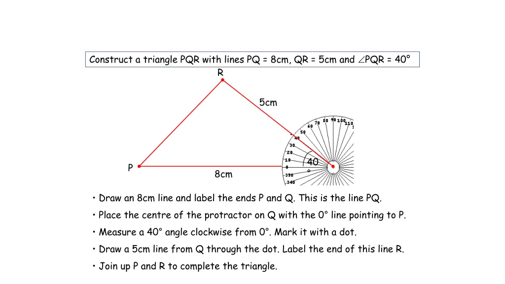 construct a triangle pqr with lines