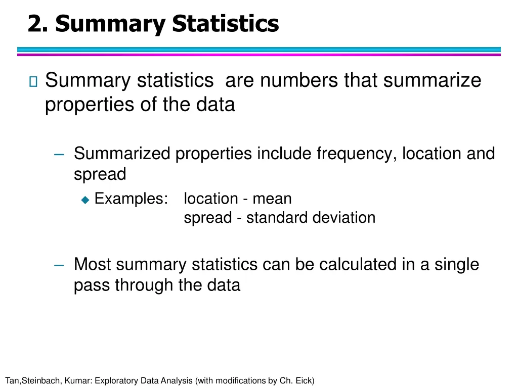 2 summary statistics