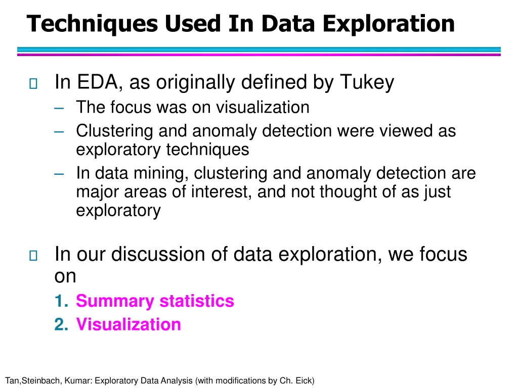techniques used in data exploration