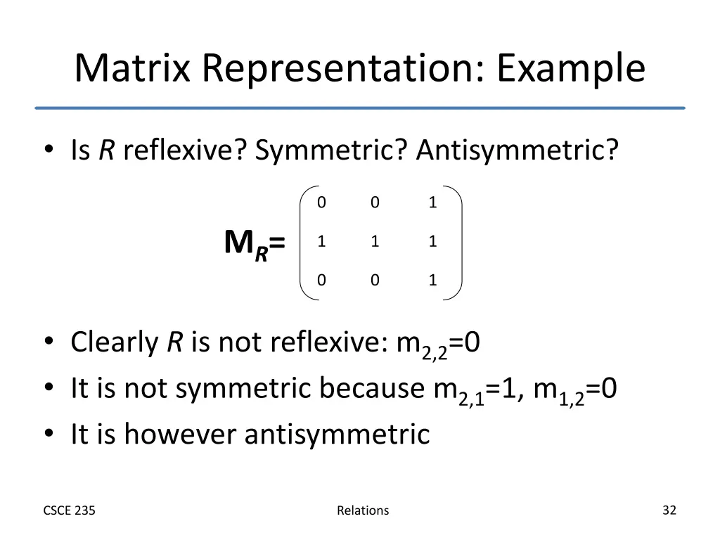 matrix representation example 1