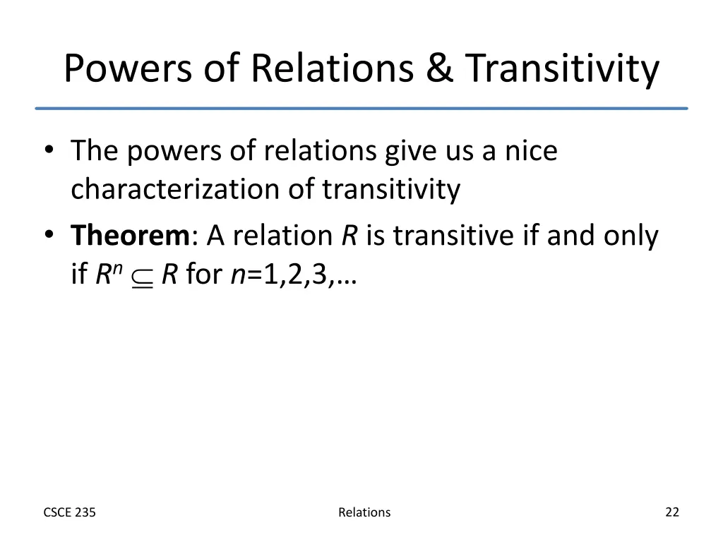 powers of relations transitivity