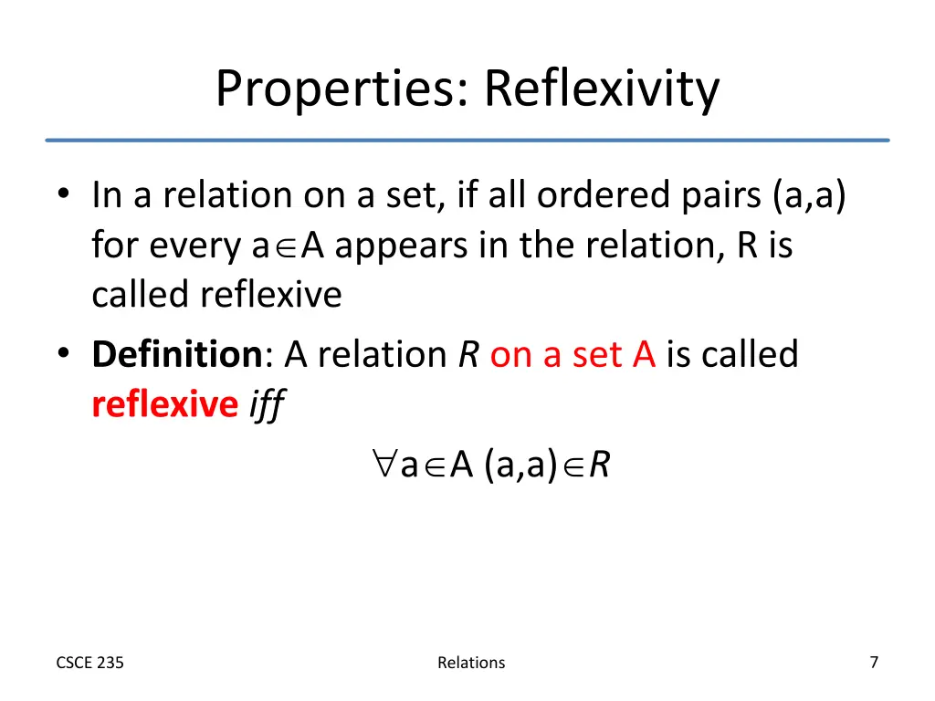 properties reflexivity