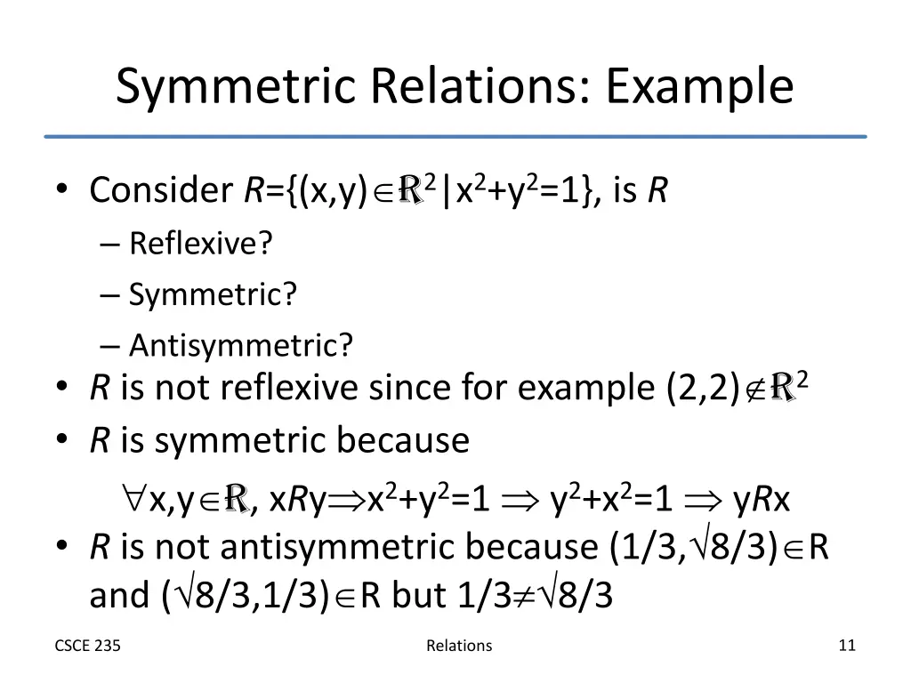 symmetric relations example