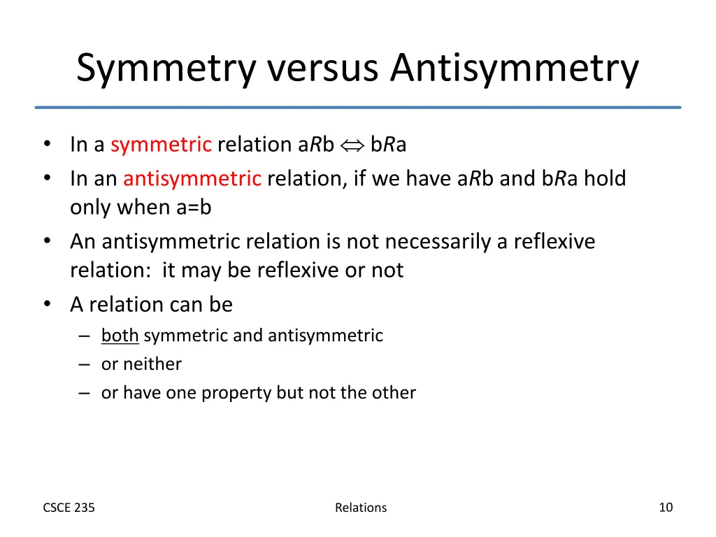 symmetry versus antisymmetry