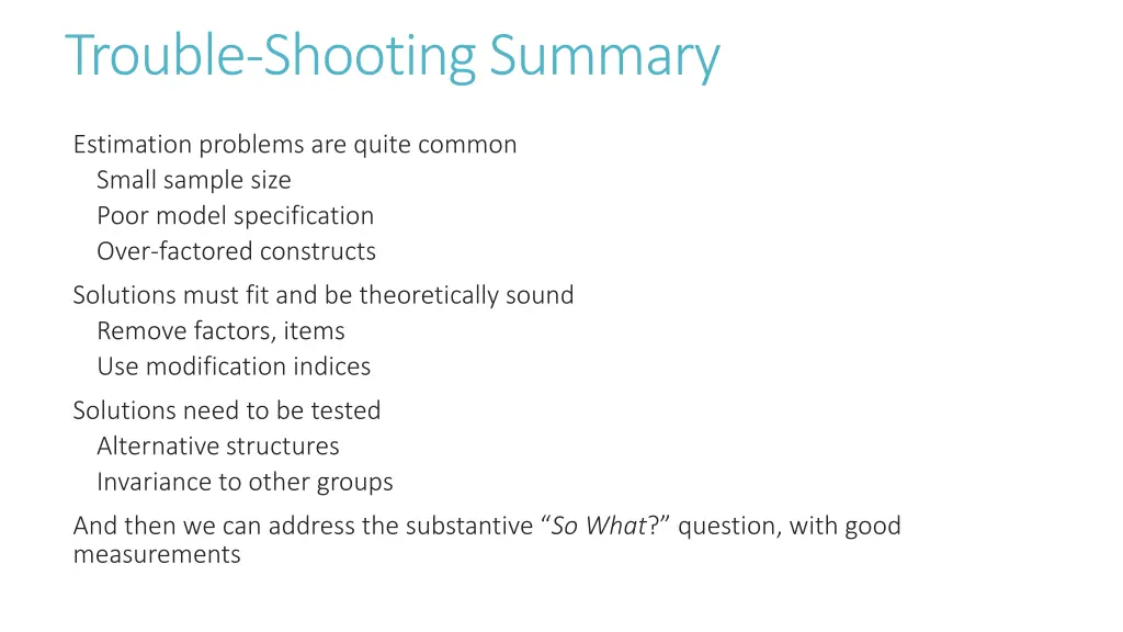 trouble shooting summary