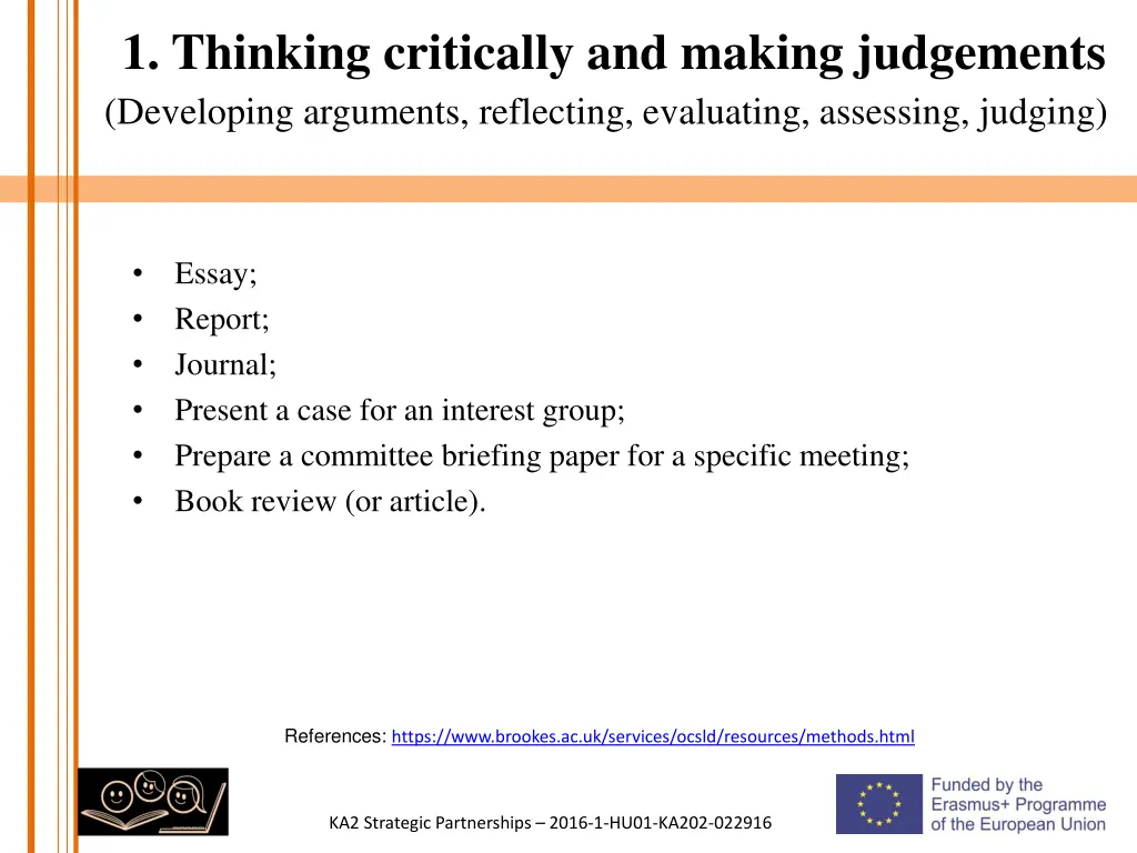 1 thinking critically and making judgements