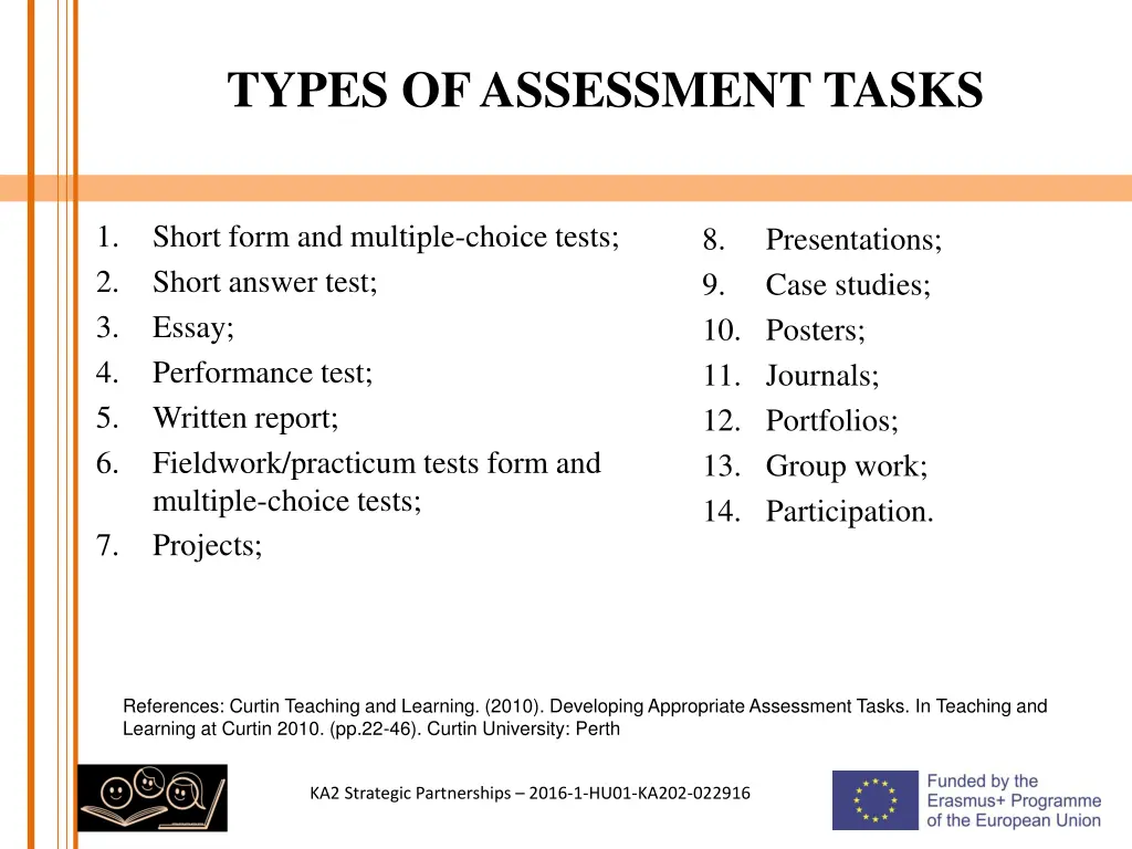 types of assessment tasks