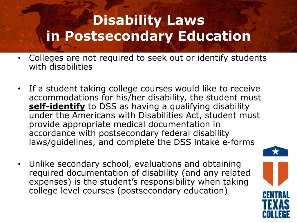 disability laws in postsecondary education