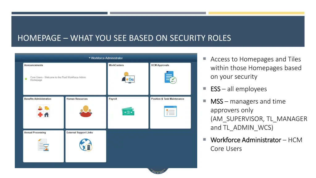 homepage what you see based on security roles