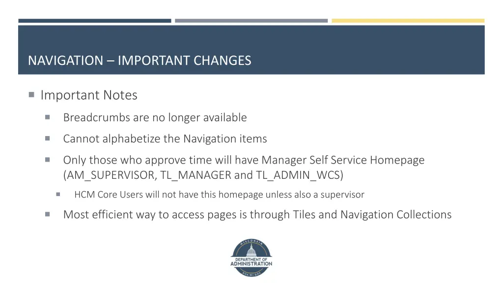 navigation important changes