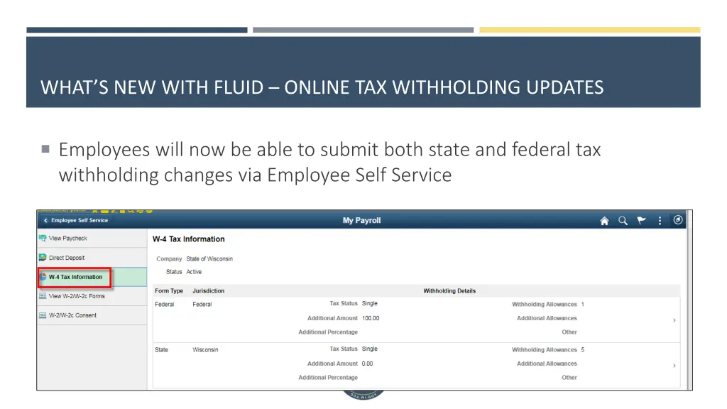 what s new with fluid online tax withholding