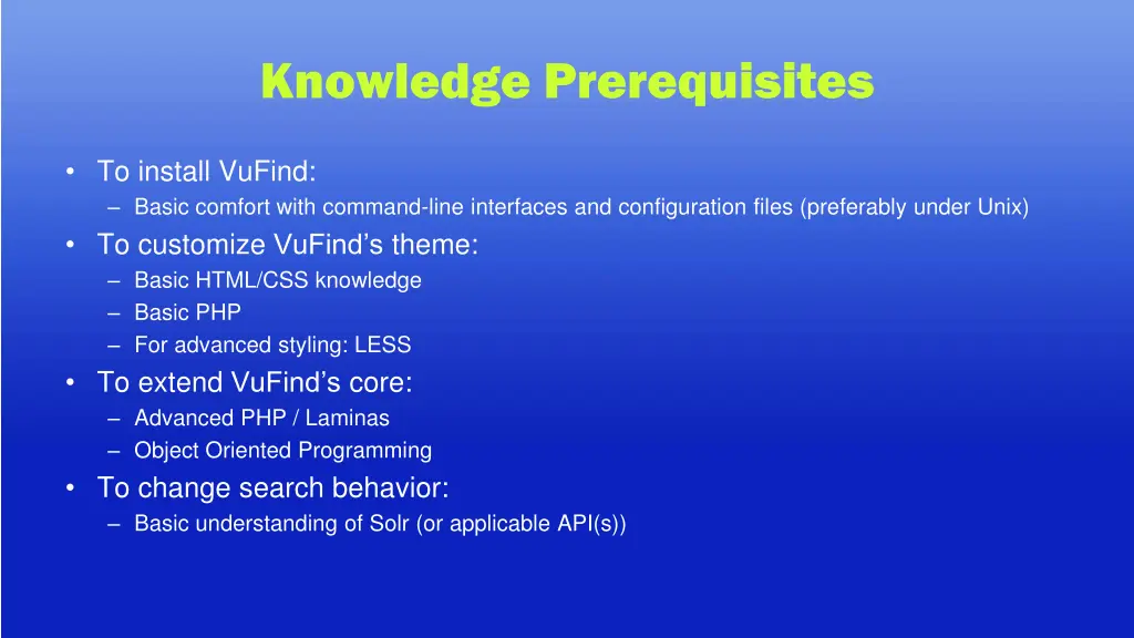 knowledge prerequisites