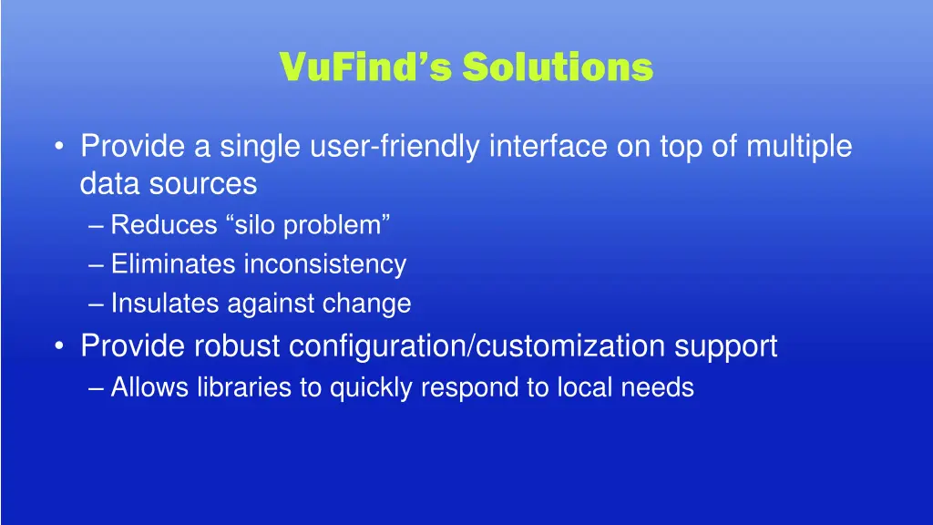 vufind s solutions