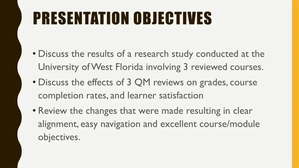 presentation objectives