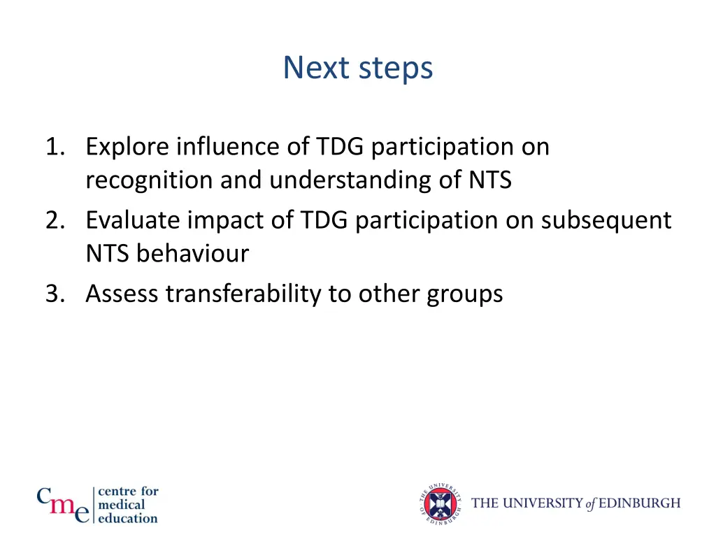 next steps