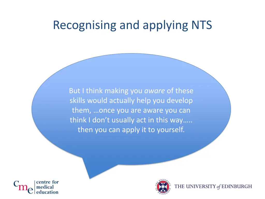 recognising and applying nts