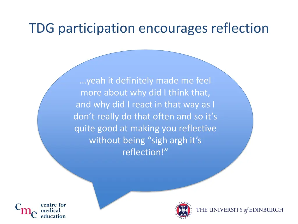 tdg participation encourages reflection