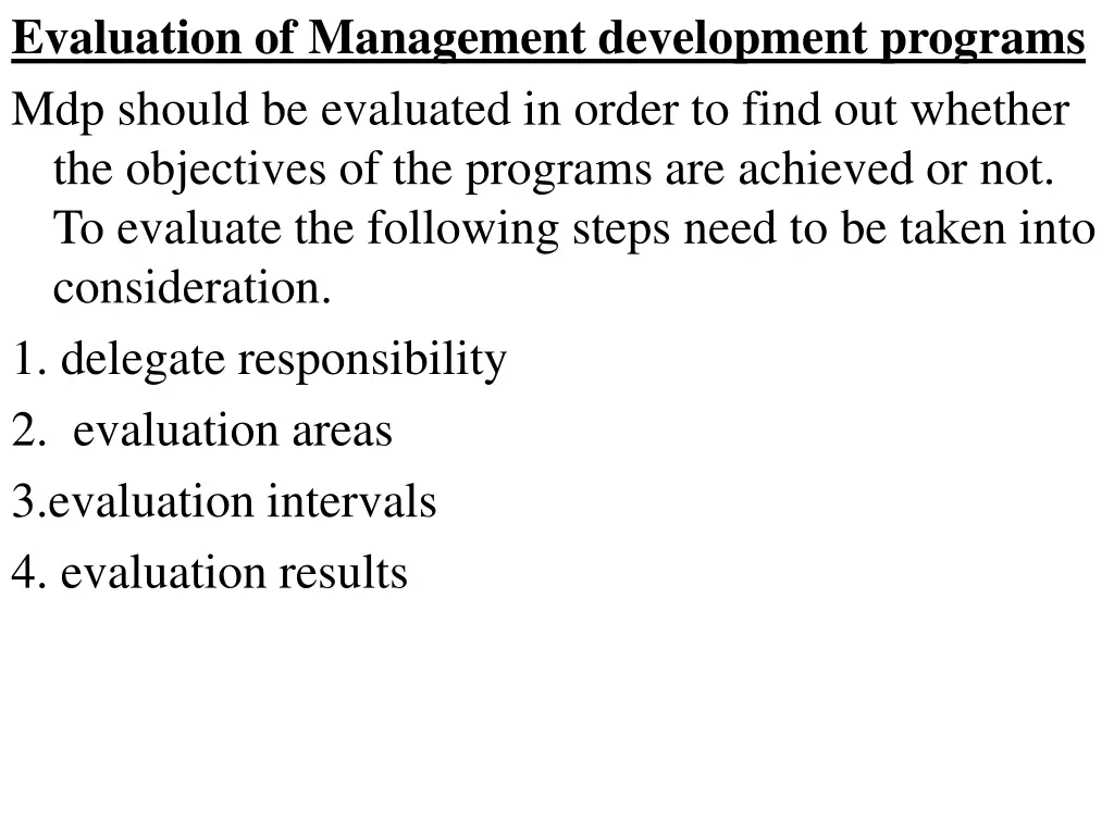 evaluation of management development programs