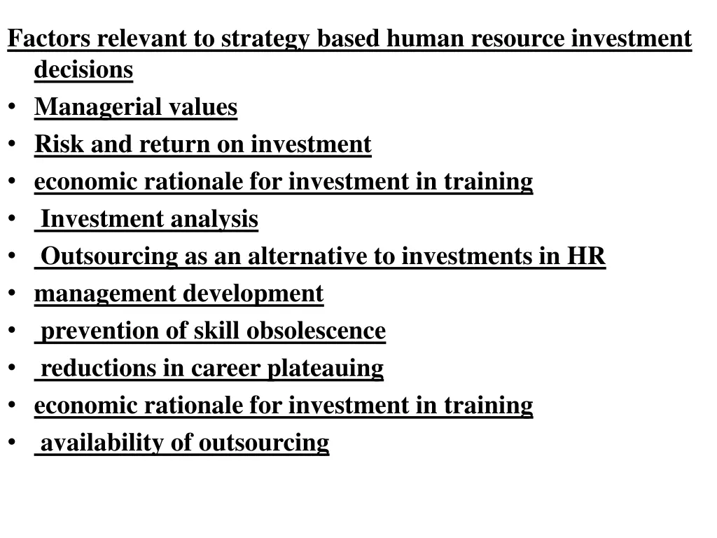 factors relevant to strategy based human resource