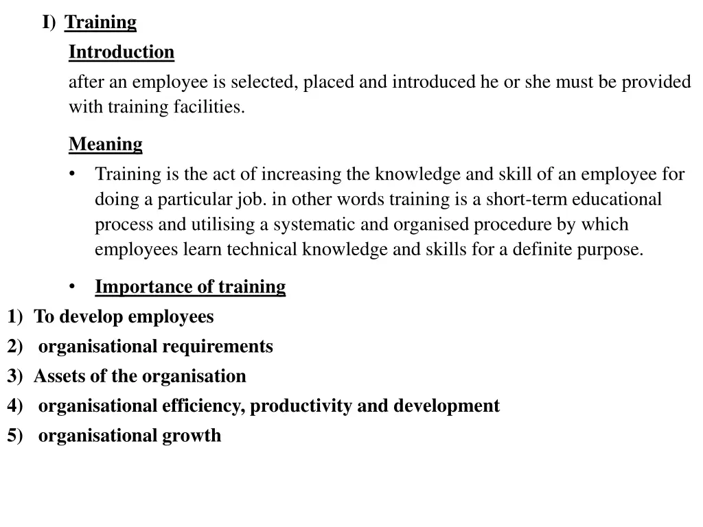 i training introduction after an employee