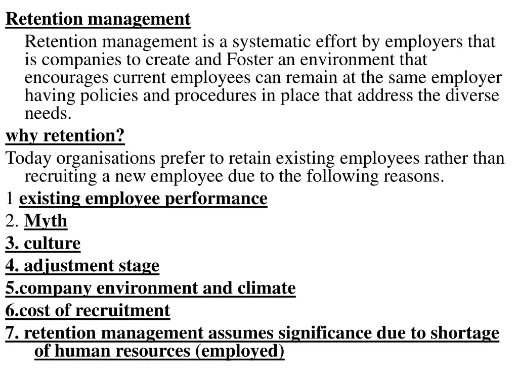 retention management retention management