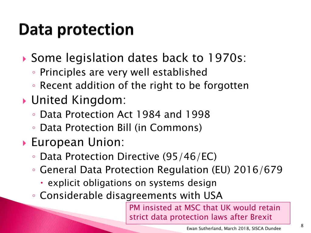 some legislation dates back to 1970s principles