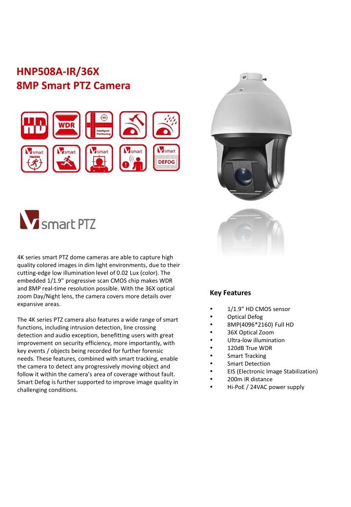 hnp508a ir 36x 8mp smart ptz camera