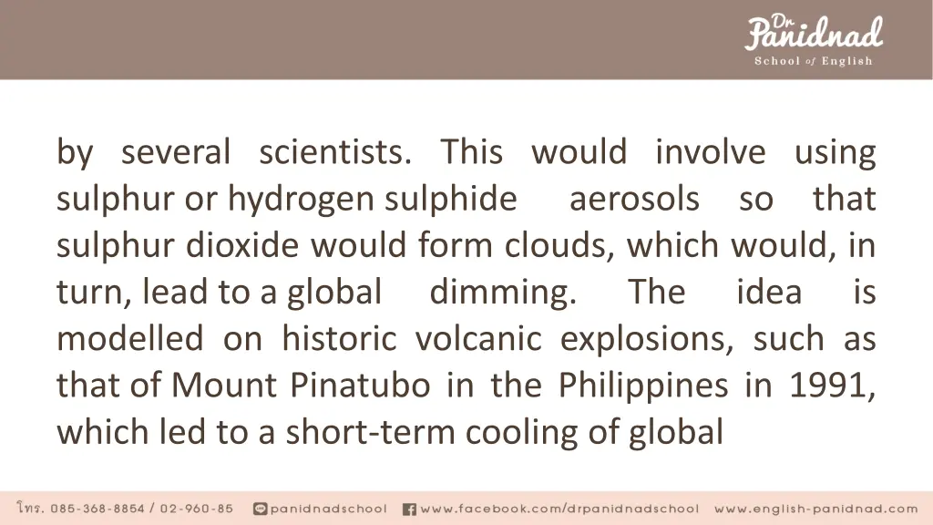 by several scientists this would involve using