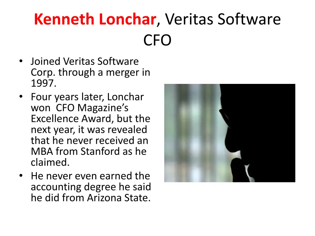 kenneth lonchar veritas software cfo joined