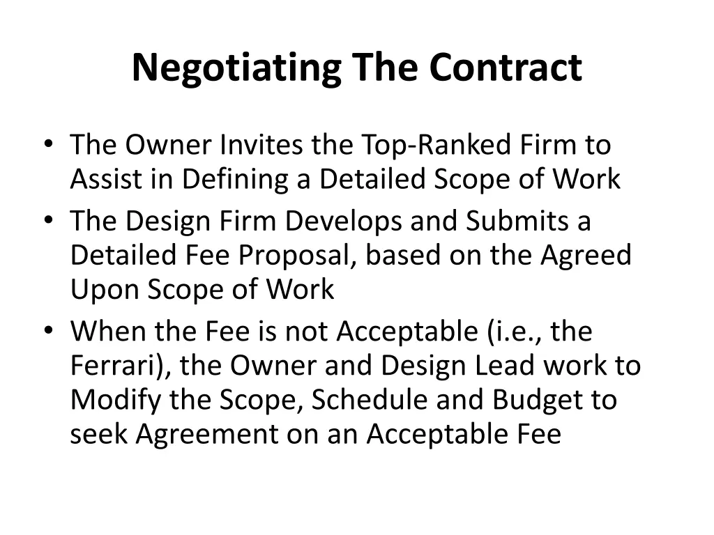 negotiating the contract