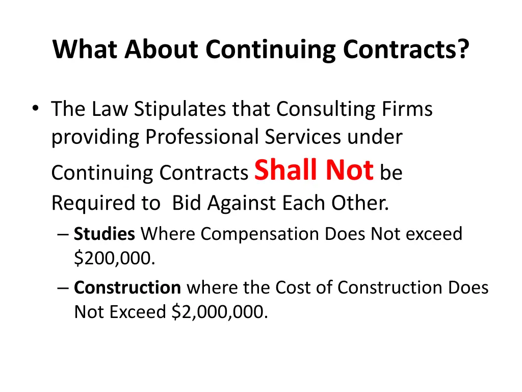 what about continuing contracts