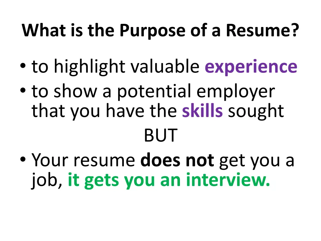 what is the purpose of a resume