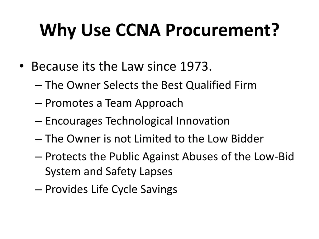why use ccna procurement