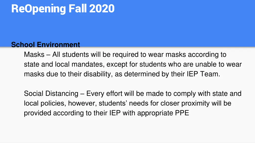 reopening fall 2020