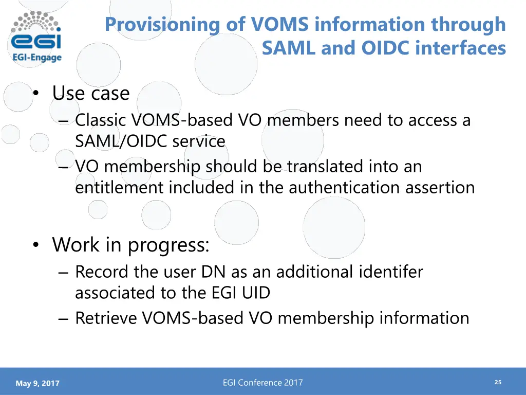 provisioning of voms information through saml