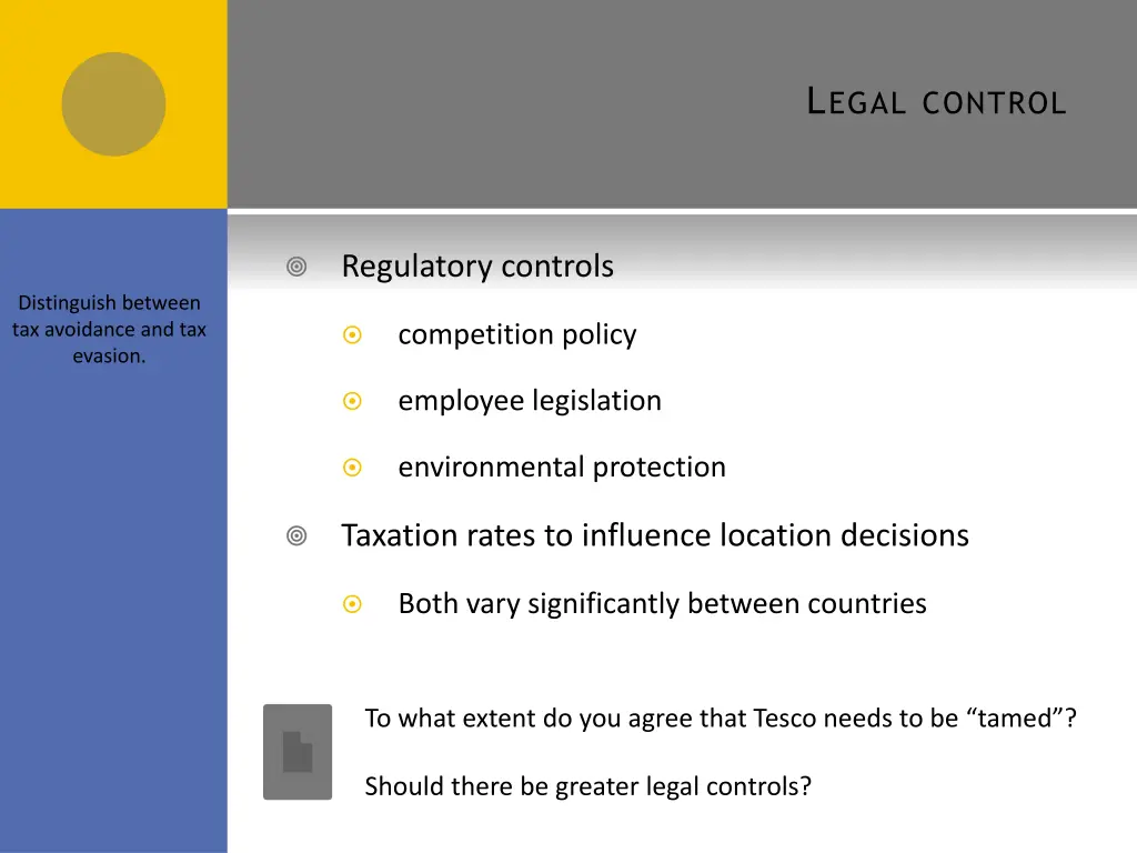 l egal control