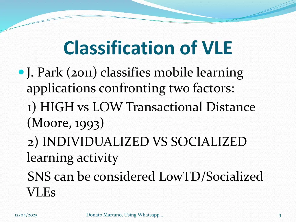 classification of vle