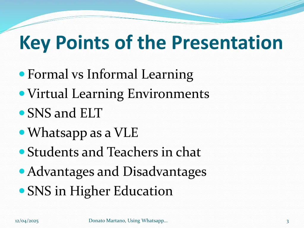 key points of the presentation