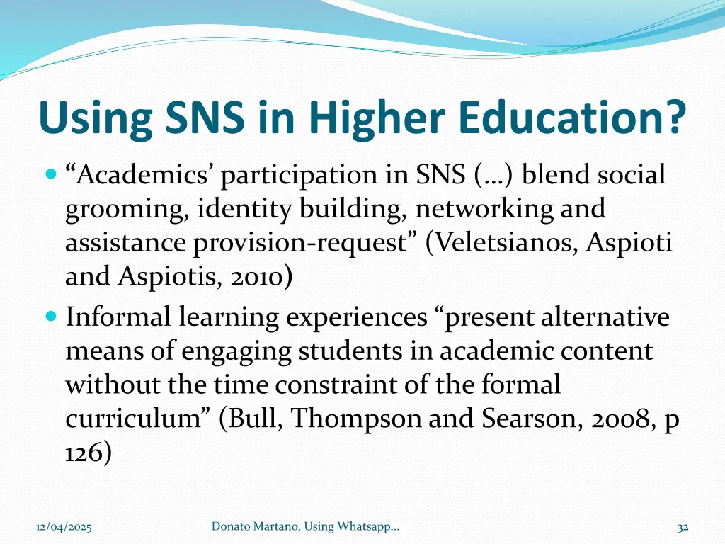 using sns in higher education