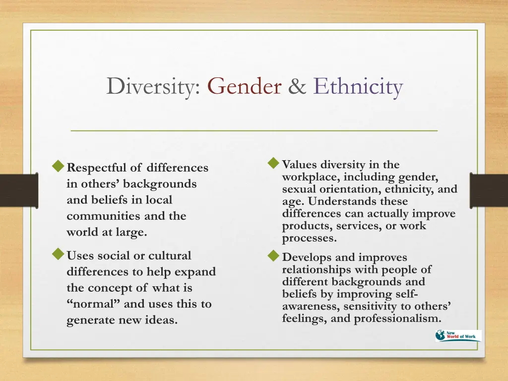 diversity gender ethnicity