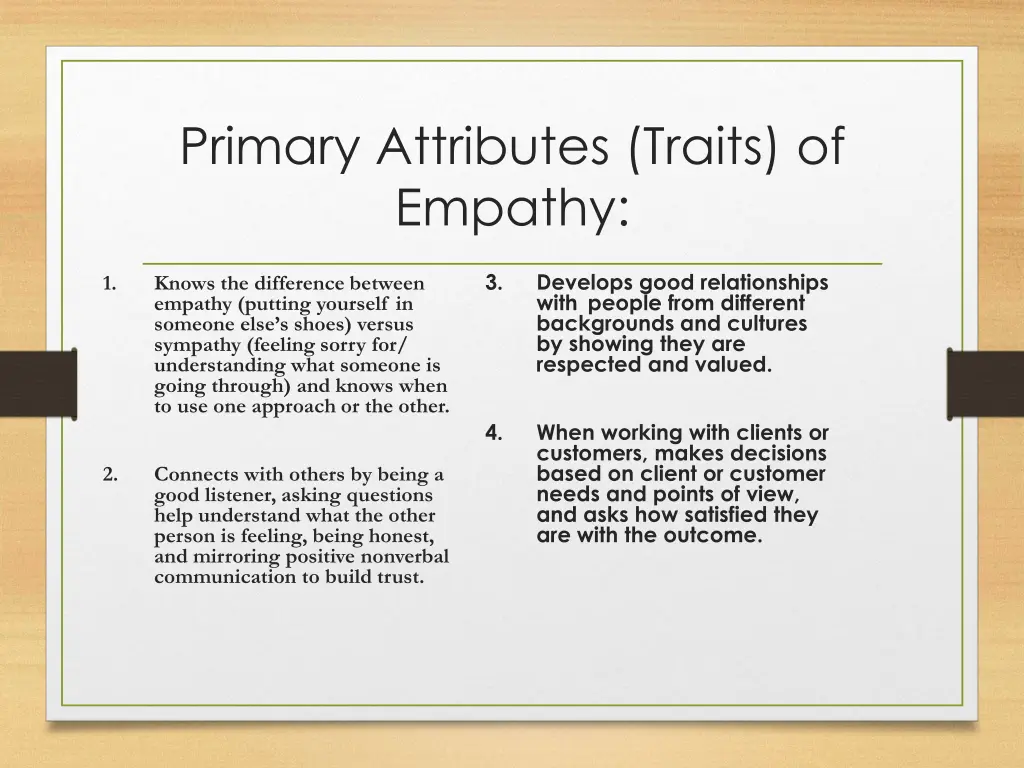 primary attributes traits of empathy