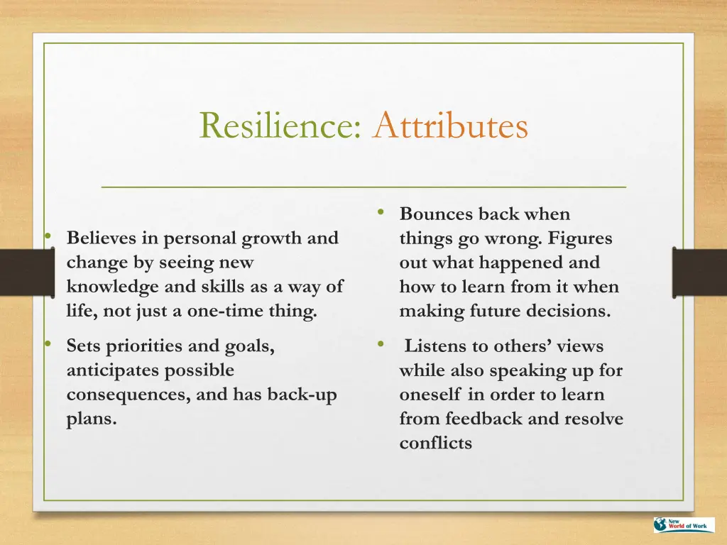 resilience attributes
