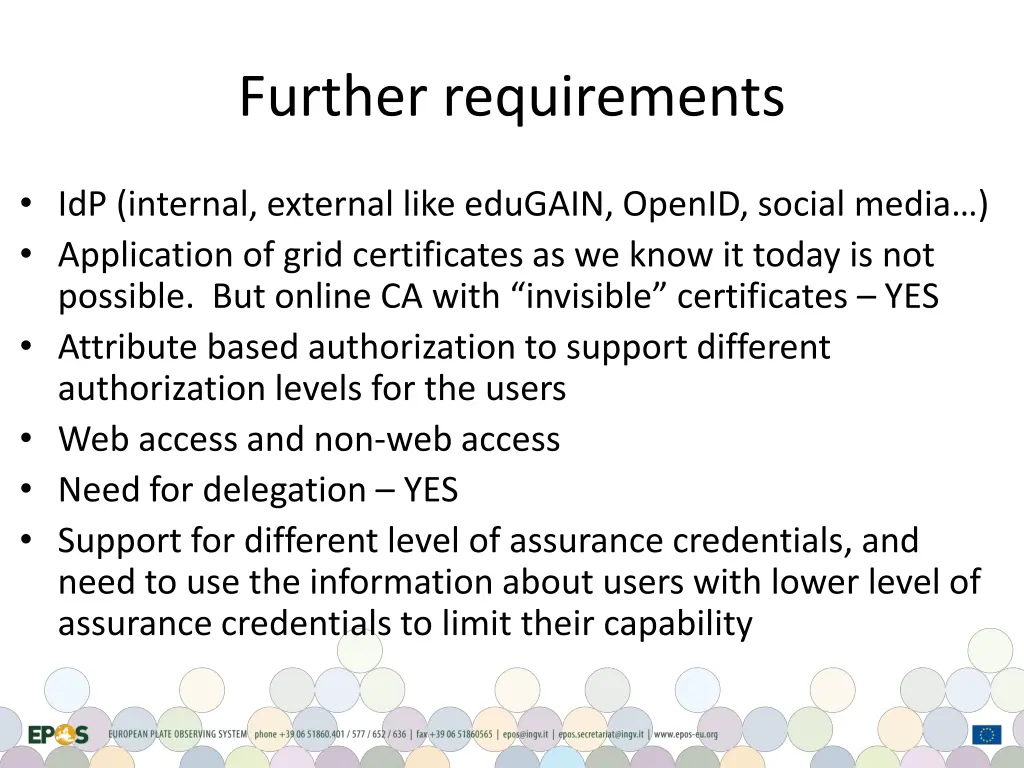 further requirements