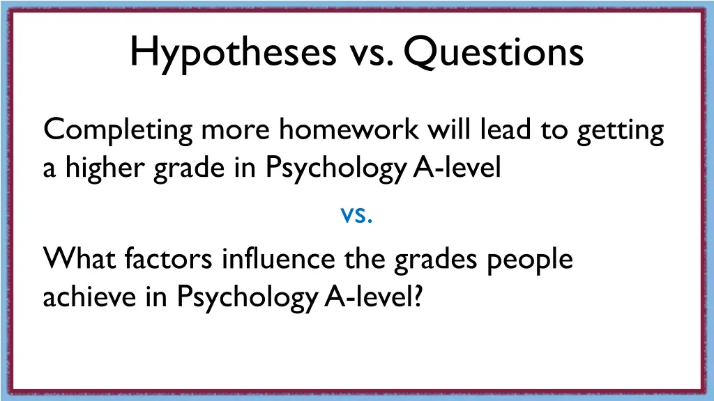 hypotheses vs questions