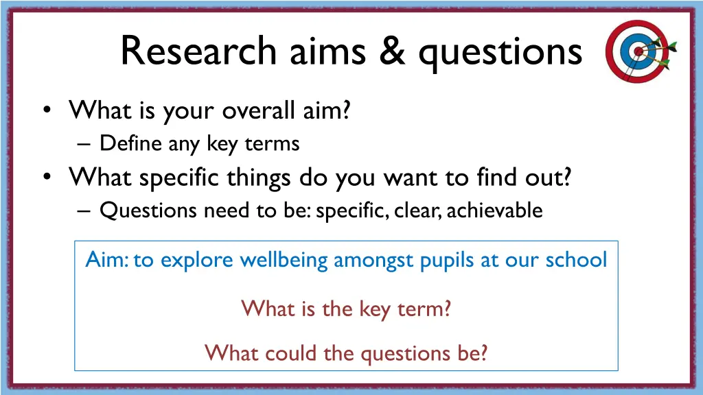 research aims questions