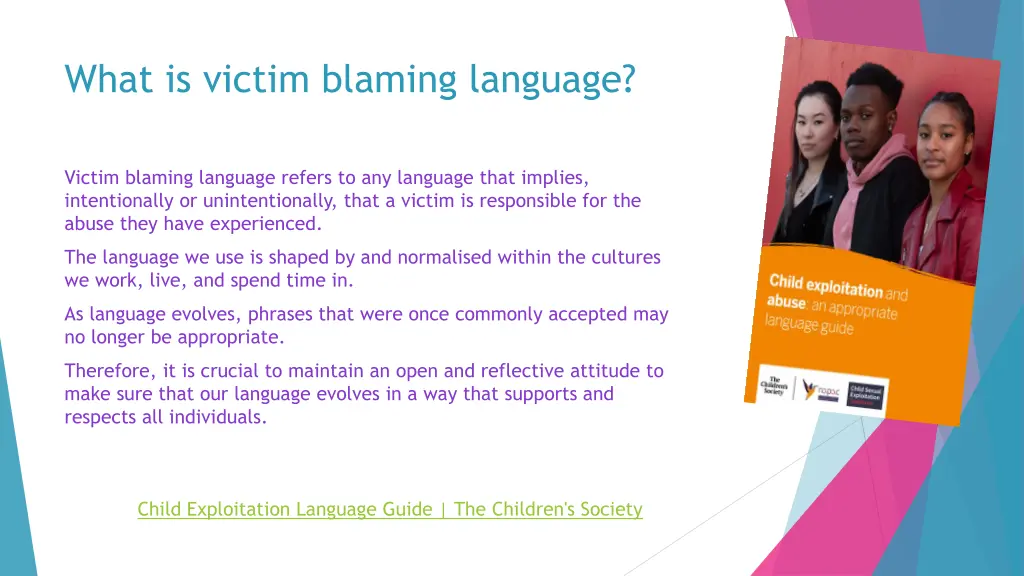 what is victim blaming language